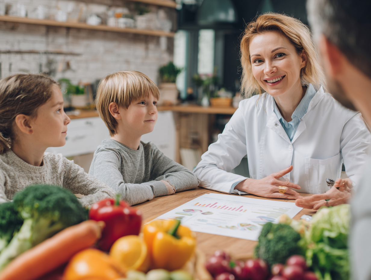 Сім'я готує здорову їжу разом, використовуючи свіжі сезонні продукти та рецепти від clorivan